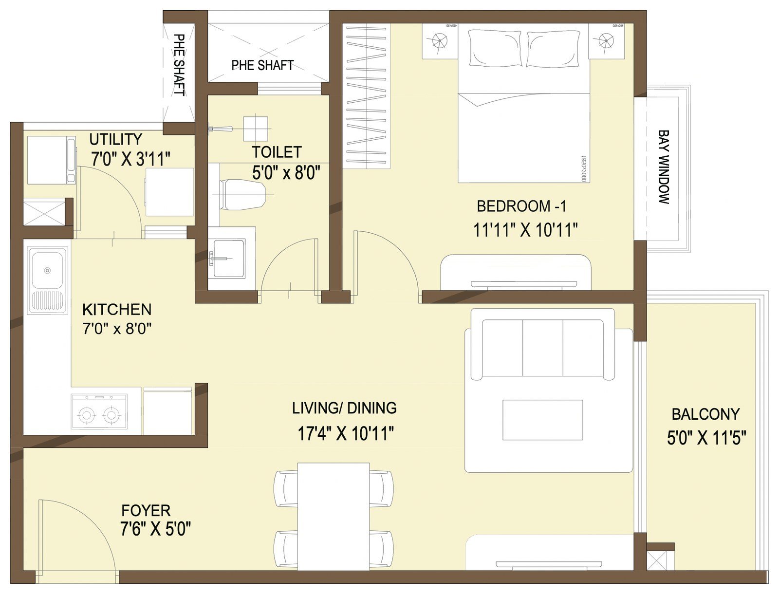 Nikoo Homes 9 1 BHK floor plan